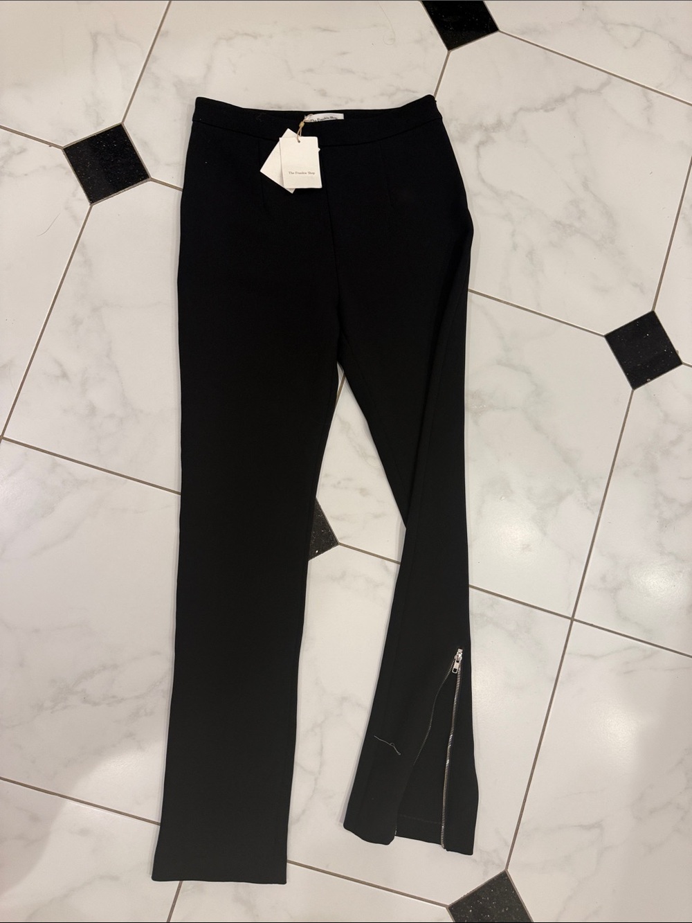 The Frankie Shop Black Flared Zip-Hem Pants